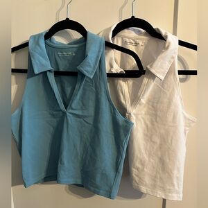 A&F soft essentials racer back polo golf top bundle of 2